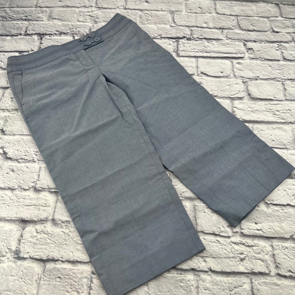 Ann Taylor Petites Blue Micro Pattern Cropped Trousers Pants 2P Cotton 4 Button